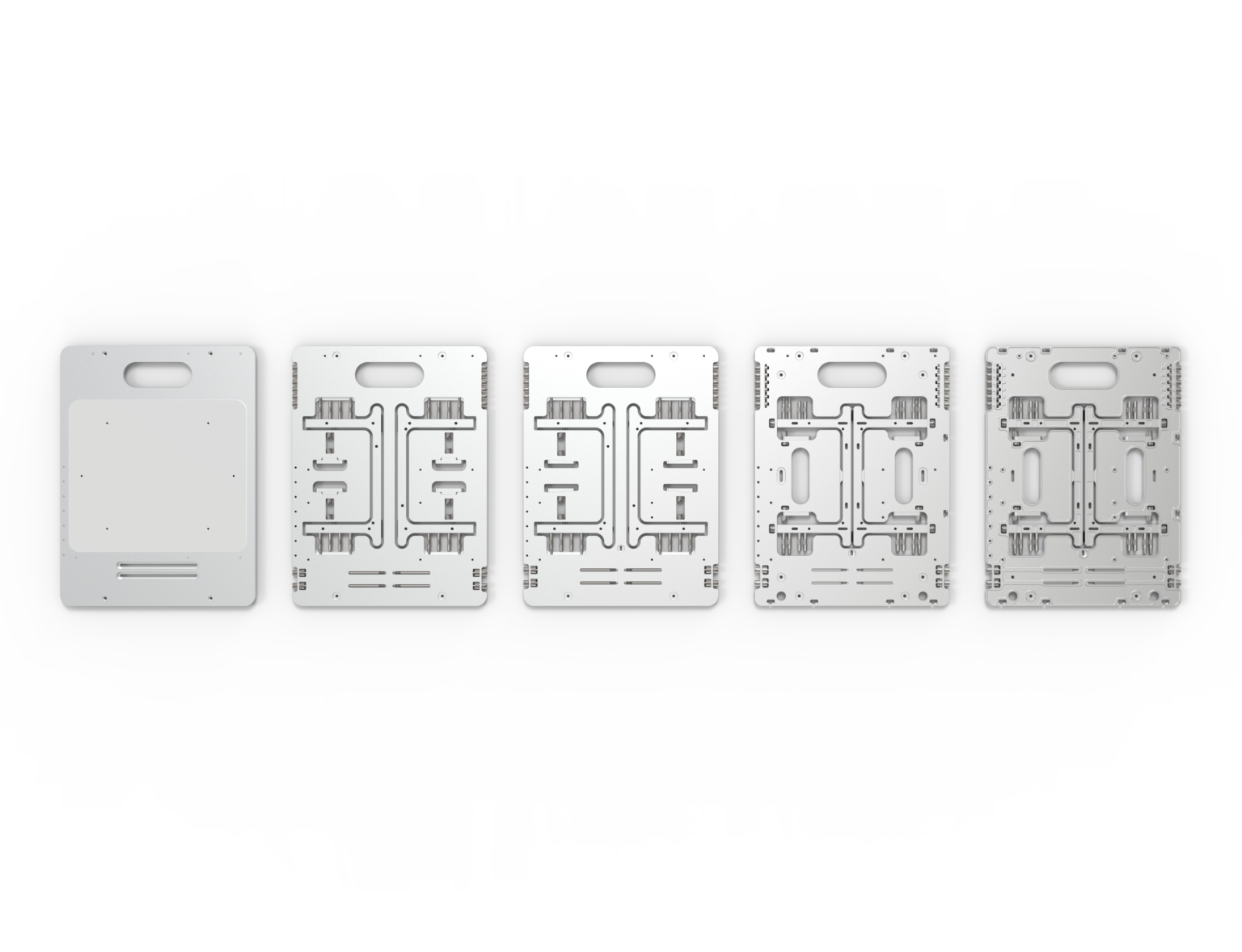 Every Open Benchtable generation side by side, from the first prototype to the 10Y Anniversary Edition